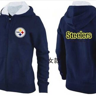 Womens Pittsburgh Steelers Team Logo 2015 Full Zip Hoodie-36