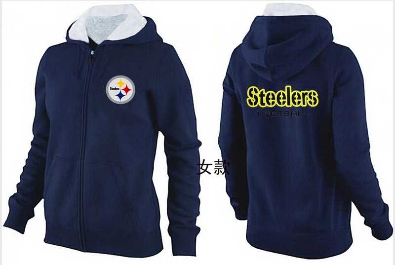 Womens Pittsburgh Steelers Team Logo 2015 Full Zip Hoodie-36