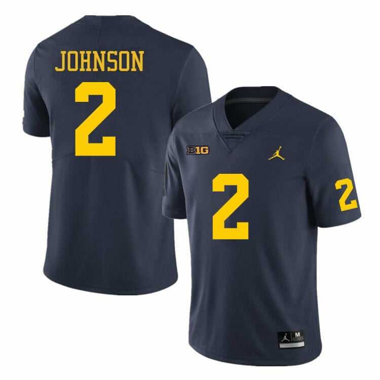Men's Michigan Wolverines #2 Will Johnson Navy Blue Stitched Jersey Dzhi