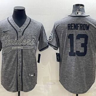 Men's Las Vegas Raiders #13 Hunter Renfrow Gray With Patch Cool Base Stitched Baseball Jersey
