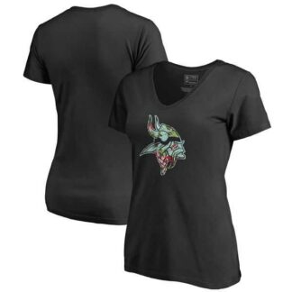 Women Minnesota Vikings NFL Pro Line by Fanatics Branded Lovely Plus Size V Neck T-Shirt Black