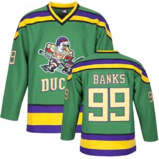 Adam Banks Men's Mighty Ducks Movie Green Ice Hockey Jersey