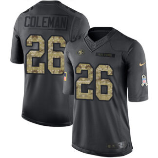 Nike San Francisco 49ers #26 Tevin Coleman Black Men’s Stitched NFL Limited 2016 Salute to Service Jersey
