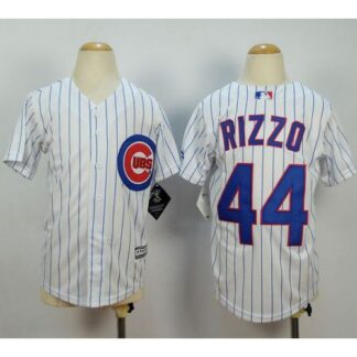 Chicago Cubs #44 Anthony Rizzo White(Blue Strip) Cool Base Stitched Youth MLB Jersey