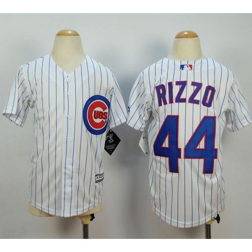 Chicago Cubs #44 Anthony Rizzo White(Blue Strip) Cool Base Stitched Youth MLB Jersey