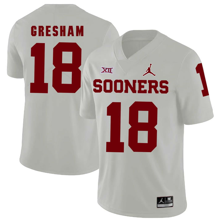 Oklahoma Sooners 18 Jermaine Gresham White College Football Jersey Dzhi