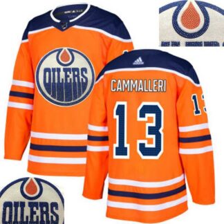 Oilers #13 Cammalleri Orange With Special Glittery Logo Adidas Jersey