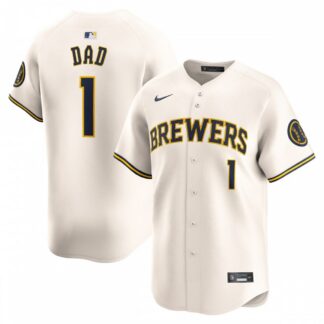 Milwaukee Brewers Nike #1 Dad Home Limited Jersey - Cream