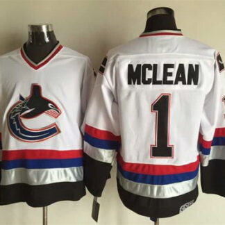 Men's Vancouver Canucks #1 Kirk McLean 1997-98 White CCM Vintage Throwback Jersey