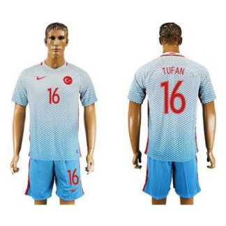 Turkey #16 Tufan Away Soccer Country Jersey