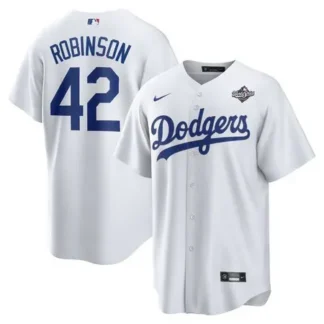 Men's Los Angeles Dodgers #42 Jackie Robinson White 2025 World Series Replica Player Jersey