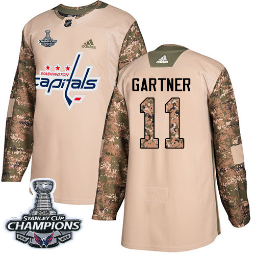 Adidas Washington Capitals #11 Mike Gartner Camo Authentic 2017 Veterans Day Stanley Cup Final Champions Stitched N...