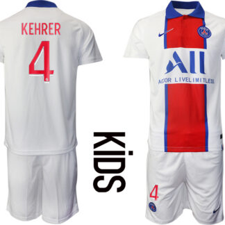 Youth 2020-2021 club Paris St German away 4 white Soccer Jerseys