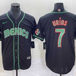Men’s Mexico Baseball #7 Julio Urias 2023 Black World Classic Stitched Jersey