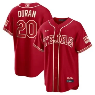 Men's Texas Rangers #20 Ezequiel Duran Nike Red 2026 City Connect Stadium Jersey
