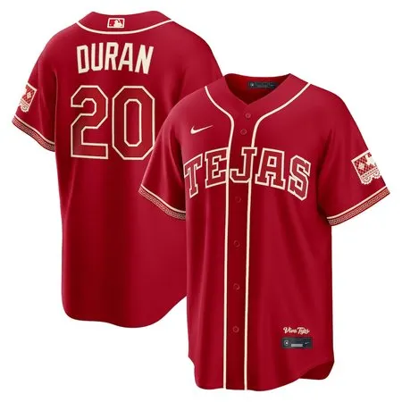 Men's Texas Rangers #20 Ezequiel Duran Nike Red 2026 City Connect Stadium Jersey