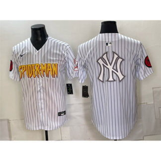 Men's New York Yankees X Spider-Man Team Big Logo White Limited Stitched Baseball Jersey 7KSL