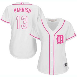 Women Detroit Tigers #13 Lance Parrish White Pink New Cool Base Jersey JiaSu