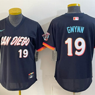 Women's San Diego Padres #19 Tony Gwynn Obsidian 2026 City Connect Stadium Stitched Baseball Jersey(Run Small)