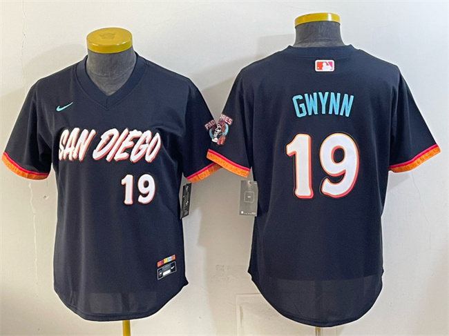 Women's San Diego Padres #19 Tony Gwynn Obsidian 2026 City Connect Stadium Stitched Baseball Jersey(Run Small)