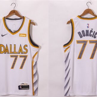 Men's Dallas Mavericks #77 Luka Doncic White 2021 Nike City Edition Swingman Jersey With NEW Sponsor Logo