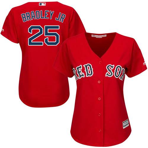 Boston Red Sox #25 Jackie Bradley Jr Red Alternate Women’s Stitched MLB Jersey