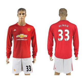 Manchester United #33 McNAIR Red Home Long Sleeves Soccer Club Jersey
