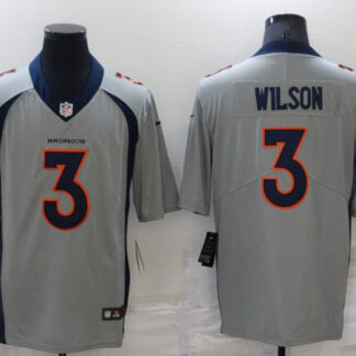 Men's Denver Broncos #3 Russell Wilson Grey Vapor Untouchable Limited Stitched Jersey