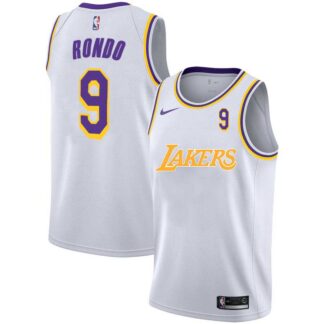 Lakers 9 Rajon Rondo White 2020-2021 City Edition Nike Swingman Jerseys Dyin