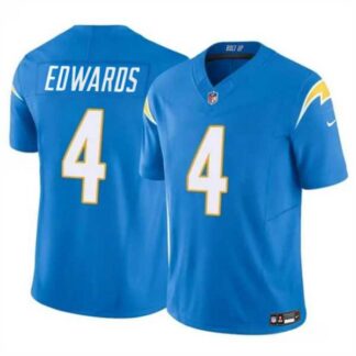 Men & Women & Youth Los Angeles Chargers #4 Gus Edwards Light Blue 2024 F.U.S.E. Vapor Limited Football Stitched Je...