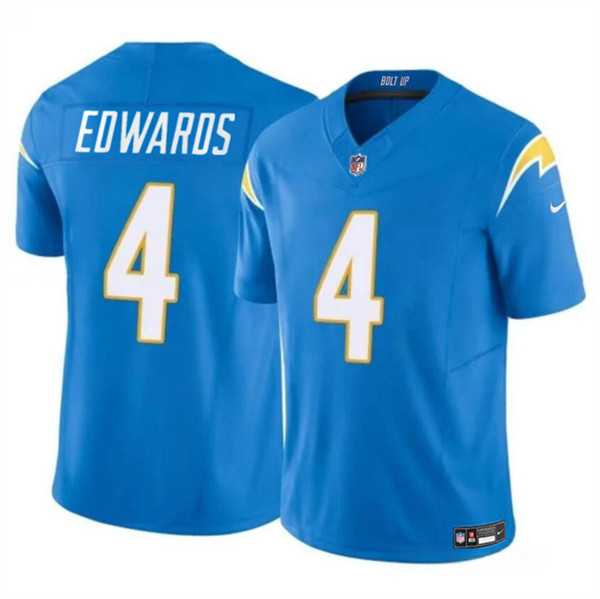 Men & Women & Youth Los Angeles Chargers #4 Gus Edwards Light Blue 2024 F.U.S.E. Vapor Limited Football Stitched Je...