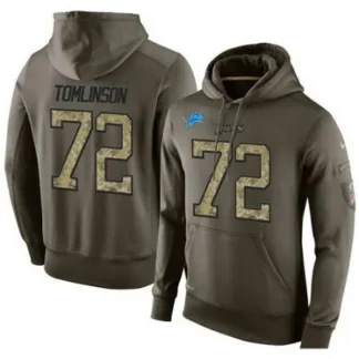 NFL Men's Detroit Lions #72 Laken Tomlinson Stitched Green Olive Salute To Service KO Performance Hoodie