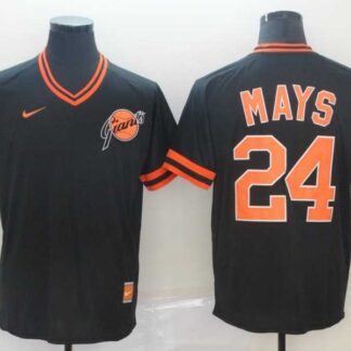 Giants 24 Willie Mays Black Throwback Jerseys