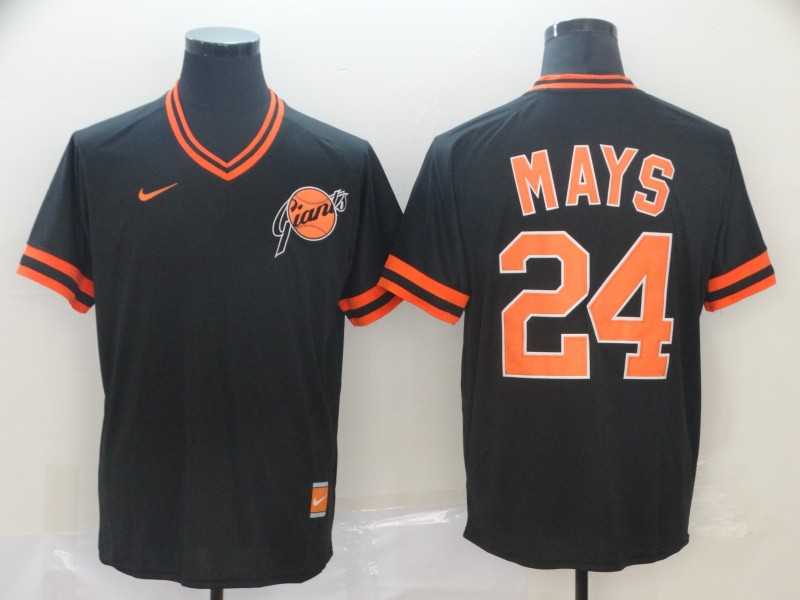 Giants 24 Willie Mays Black Throwback Jerseys