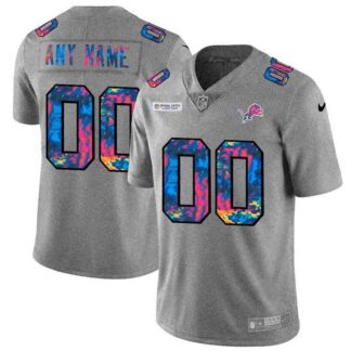 Nike Detroit Lions Customized Men's Multi-Color 2020 Crucial Catch Vapor Untouchable Limited Jersey Grey Heather