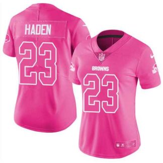 Nike Cleveland Browns #23 Joe Haden Pink Women's NFL Limited Rush Fashion Jersey DingZhi
