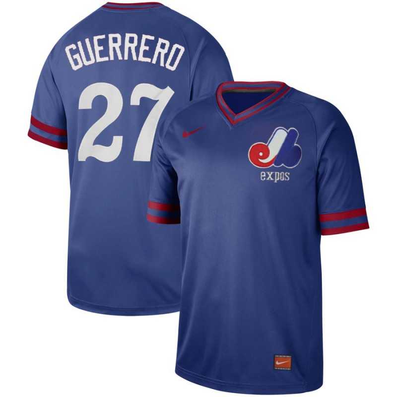 Expos 27 Vladimir Guerrero Blue Throwback Jersey Dzhi