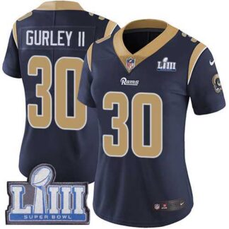 Women Nike Rams 30 Todd Gurley II Navy 2019 Super Bowl LIII Vapor Untouchable Limited Jersey