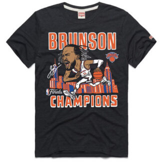 Men's New York Knicks Jalen Brunson Homage Charcoal 2026 NBA Finals Champions Signature Tri-Blend T-Shirt