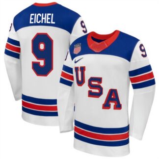 Men's USA Hockey #9 Jack Eichel White 2026 Stitched Jersey