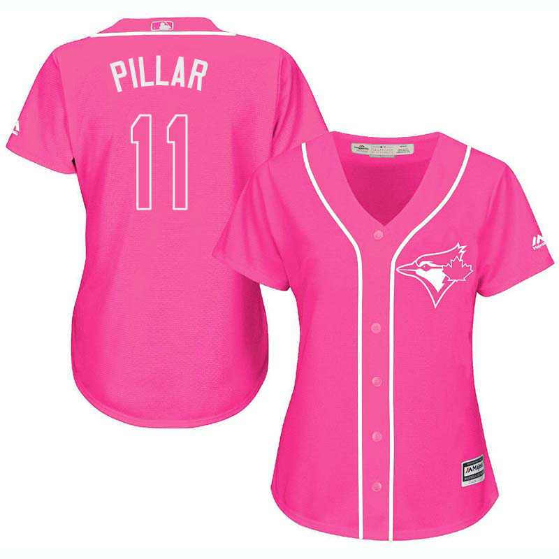 Glued Women's Toronto Blue Jays #11 Kevin Pillar Pink New Cool Base Jersey WEM