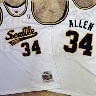 Supersonics 34 Pay Allen White 2005-06 Hardwood Classics Jersey Mixiu
