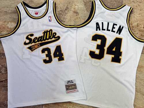 Supersonics 34 Pay Allen White 2005-06 Hardwood Classics Jersey Mixiu