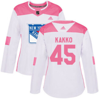 Adidas New York Rangers #45 Kappo Kakko White/Pink Authentic Fashion Women’s Stitched NHL Jersey