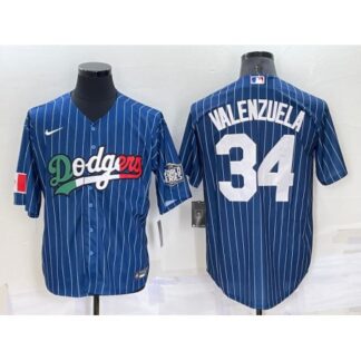 Men's Los Angeles Dodgers #34 Toro Valenzuela Navy Mexico World Series Cool Base Stitched Baseball Jersey ODC0