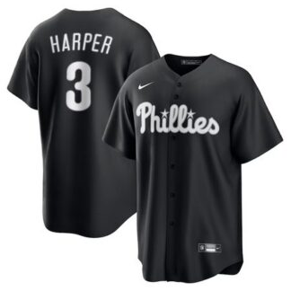 Youth Philadelphia Phillies #3 Bryce Harper Black Lights Out Replica Player Jersey