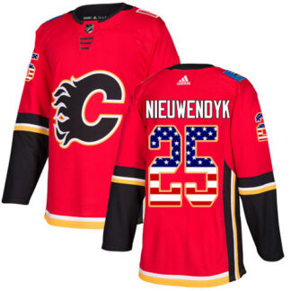 Adidas Calgary Flames #25 Joe Nieuwendyk Red Home Authentic USA Flag Stitched NHL Jersey