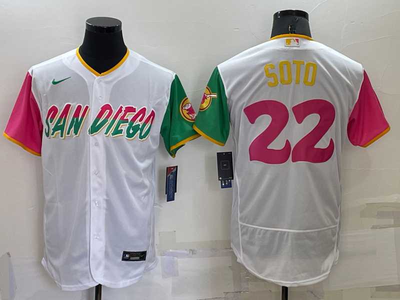 San Diego Padres #22 Juan Soto White 2022 City Connect Flexbase Stitched Jersey