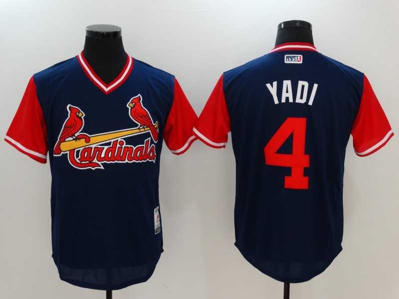 St. Louis Cardinals #4 Yadier Molina Yadi Majestic Navy Players Weekend Mlb Jerseys