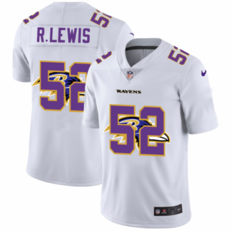 Baltimore Baltimore Ravens #52 Ray Lewis White Men’s Nike Team Logo Dual Overlap Limited NFL Jersey
